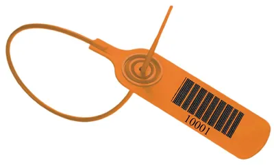 100 Kunststoff-Sicherheitsplomben, orange, mit Barcode und Nummern