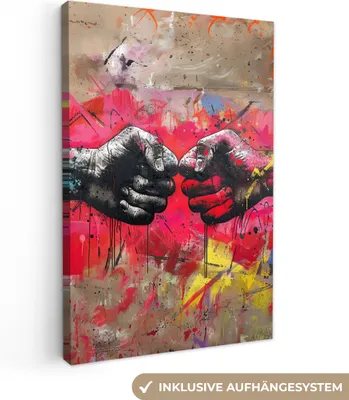 Produktbild von Wanddeko 40x60 cm - Banksy - Straßenkunst - Hände - Kunst - Abstrakt, Wandbilder, Wanddeko Wohnzimmer