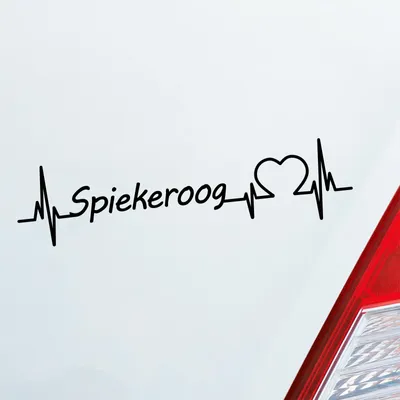 Produktbild von Auto Aufkleber Spiekeroog Herz Puls Insel Island Nordsee Liebe Love 19x5 cm Schwarz Glanz Sticker Heckscheibenaufkleber