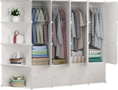 Produktbild von Modulares Kleidersystem – Aufbewahrungsregal – Kleiderorganisation – Einfache Montage – 175 x 140 cm – Weiß