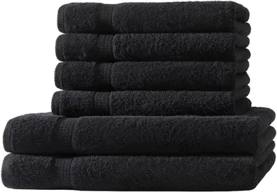 Produktbild von 6 tlg. Handtuch Set - Schwarz - 500g/m²  - 2 Duschtuch 4 Handtuch - 100% Baumwolle