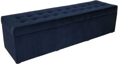 Obrázok produktu pre mg dizajnová čalúnená stolička, 45x160 cm, farba námornícka modrá - mäkký sedák, skladacia, odolná voči zaťaženiu do 300 kg