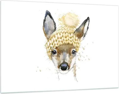 Produktbild von Bilder auf glas - Tier Hut Hirsch modern - 120x80cm - Glasbilder - Wandbilder - Kunstdruck - zum Aufhängen bereit - Wanddekoration aus Glas - Glas Bilder - Wandbild auf Glas - GAA120x80-2861