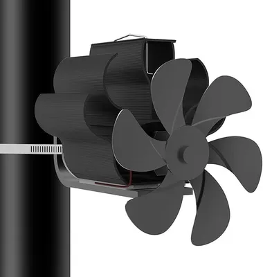 Produktbild von 6 Flügel Kaminventilator,Ofenventilator,Leiser Kamin Ventilator Kaminlüfter für Kaminofen/Kamin/Ofen/Holz/Ofenrohr,Kaminofen Ventilator für Ofenrohr, Kaminventilator für Ofenrohr