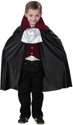 Produktbild von Vampirumhang Umhang Vampir 3 - Teilig mit weißem Kragen und Weste Kostüm Vampirset für Kinder Set Gr. 104, 116, 128, 140, 152, 164, Größe:104