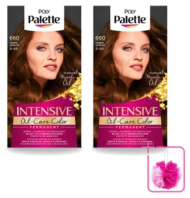 Imagen del producto de 2 tintes para el cabello Poly Palette, color castaño dorado 660, 115 ml cada uno, pack ahorro de 2 unidades