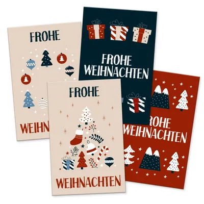Produktbild von itenga 24 x Geschenkekarten Frohe Weihnachten Weihnachtsdeko vintage in Visitenkartengröße