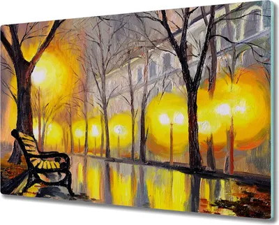 Produktbild von Coloray Küchenbrett Kochplattenabdeckung Hackbrett Schneidebrett Herdabdeckplatte 80x52 cm - Park Baum Lichter Stadt