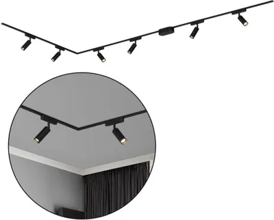 Produktbild von Briloner Luxtrail Schienensystem, Komplettset, 6x LED Spots, Warmweiß, L-Form, Schwarz, 3m