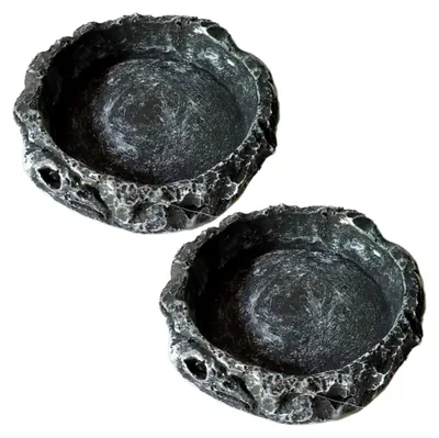 Produktbild von 2 Stück Reptilien-Näpfe, Terrarium-Näpfe, Fressnapf und Wasserschale für Reptilien, Zubehör für Terrarien