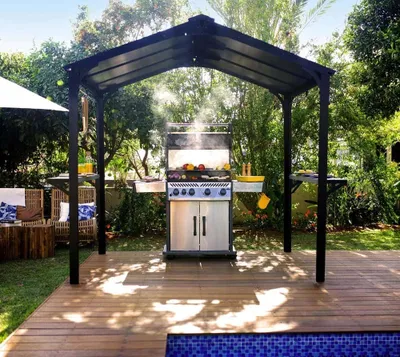 Produktbild von Palram - Canopia Aluminium Grillpavillon Austin BBQ 2400 anthrazit 181x240x249 cm