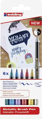 Image de edding 1340 metallic Pinselstift 6er-Set sortiert 665700 4057305049933