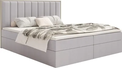 Obrázek produktu pro Selsey Togents - Postel na skříňových pružinách 180x200 s úložným prostorem a topperem, hydrofobní žinylka, šedá barva