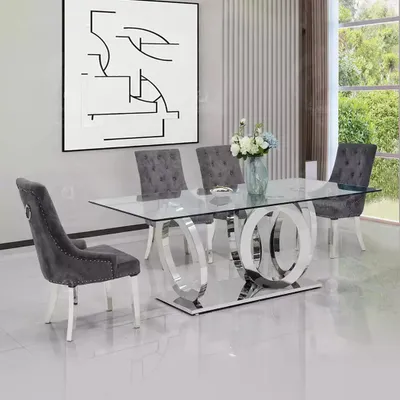 Produktbild von Moderner Designer Esszimmer Esstisch Küchentisch Glasplatte Stil Möbel