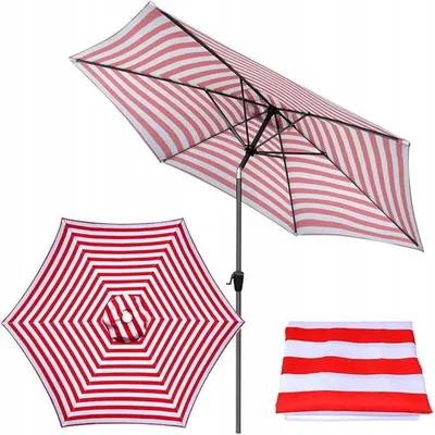 Zdjęcie produktu dla Pokrowiec na parasol 300 cm UV30+ biało-czerwony 8 ramion