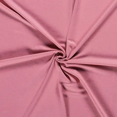 Locker drapiertes, elastisches Baumwoll-Jersey-Gewebe in Puderrosa, 8 % Elasthan, Öko-Tex Klasse 1, Meterware für Bekleidung.
