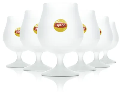 Produktbild von 6x Lipton Eistee Glas 0,3l Tulpe Kelch Pokal Frosted Longdrink Cocktail Gläser