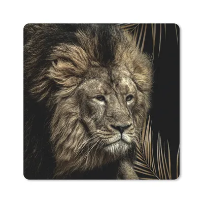 Produktbild von MuchoWow® Mauspad Mousepad Löwe - Farn - Gold 30x30 cm - Mousepads - Maus Mat - Pad - Mausunterlage - Gaming