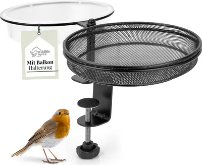 Produktbild von WILDLIFE HOME Vogelfutterspender mit Vogeltränke zum Aufhängen Balkon I 2in1 Vogeltränke mit Futterspender Futterstation für Wildvögel mit Metall Balkon-Halterung