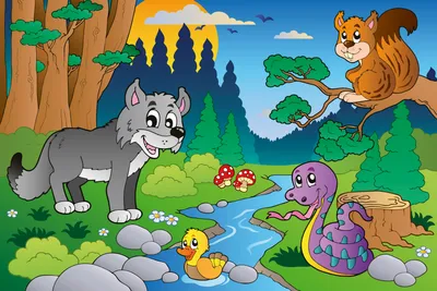 Produktbild von Fototapete - Forest Animals 375x250cm - Vliestapete