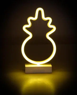 Produktbild von Neon-LED-Deko-Leuchte von Grundig, Kunststoff, 93 LEDs, batteriebetrieben, freistehend, Farbe gelb, Höhe ca. 31cm, Motiv Ananas