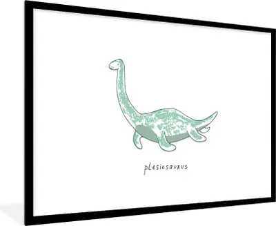 Produktbild von MuchoWow® Gerahmtes Poster Kinderzimmer - Plesiosaurier - Dinosaurier - Junge - Mädchen - Kind 90x60 cm - Poster mit Schwarzem Bilderrahmen Wandposter Rahmen Foto Bilder - Wanddekoration - Fotos