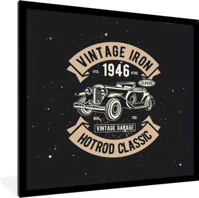 Produktbild von MuchoWow® MuchoWow® Gerahmtes Poster Mancave - Auto - Schwarz - Vintage 40x40 cm - Poster mit zchwarzem Bilderrahmen - Mit Rahmen - Wanddekoration Schlafzimmer