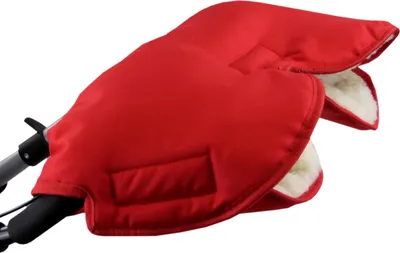 Produktbild von BAMBINIWELT universaler Muff Handwärmer für Kinderwagen Buggy Jogger mit Wolle UNI ROT
