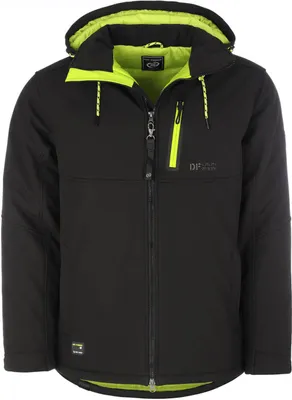 Produktbild von Dry Fashion Herren Softshelljacke Gotland mit Fleece-Innenfutter - Jacke Softshell mit abnehmbarer Kapuze in Schwarz Größe S