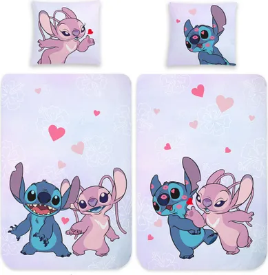 Produktbild von Lilo und Stitch Angel Hearts Disney Bettwäsche Linon / Renforcé