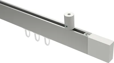 Produktbild von Interdeco Innenlaufstange / Gardinenstange mit Innenlauf Edelstahl-Optik / Weiß, Typ Sonius Lox (Quader) Deckenmontage, 14x35 mm 1-läufig, 200 cm