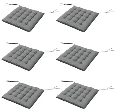 Produktbild von 6er-Set Esszimmerstuhlkissen, 40 x 40 cm, 6 gepolsterte Gartenstuhlkissen mit B?ndern, Grau