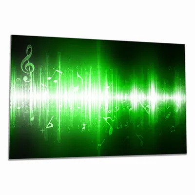 Produktbild von Wallario Herdabdeckplatte aus Glas, Größe 80 x 52 cm 1-teilig, Motiv Grüne Noten der Musik
