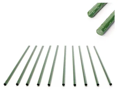 Produktbild von 10 Stück grüne Pflanzstäbe 90 cm Ø 11 mm Rankstäbe aus Metall und Kunststoff für Tomaten und Kletterpflanzen