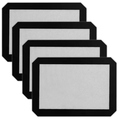 Produktbild von 4er Set Silikon Backmatte Backfolie Fiberglas 40x30 cm Dauerbackmatte Backunterlage Wiederverwendbar Antihaft Dauerbackpapier Silikonmatte