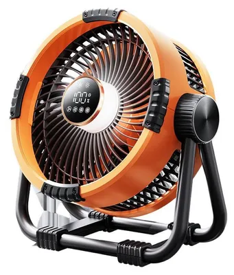 Produktbild von Zimilo Tragbarer Tischventilator, Camping USB Wiederaufladbar, 4000mAh Powerbank, LED Lampe ,4 Stufen, Starker Wind Schwenkbar Akku 12h, Orange