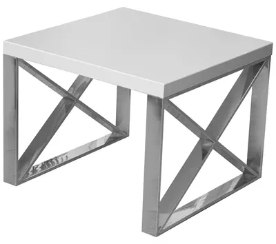 Bijzettafel aus MDF und Metall, 50 x 50 x 43 cm, Weiß/Grau