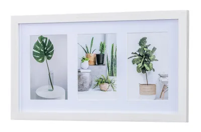 Produktbild von Bilderrahmen Collage 3 Fotos 10x15cm Ahorn Weiß  MDF Holz Passepartout Glasscheibe Fotorahmen Fotogalerie