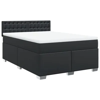 Produktbild von vidaXL Boxspringbett mit Matratze Schwarz 160x200 cm Kunstleder