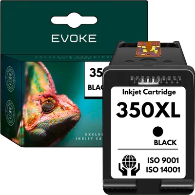 A product shot of an inkjet cartridge and its packaging.