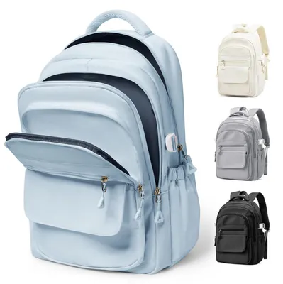 Produktbild von Schulrucksack Groß Blau mit Laptopfach, Wasserfest, 25L, 17x34x44cm