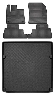 Productafbeelding van Rubberen automatten + kofferbakmat voor Opel Combo E Life vanaf 2024 – 5-delig, zwart, op maat – Wielganizator SolidPRO