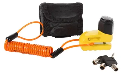 Zdjęcie produktu dla Blokada hamulca tarczowego Python Lock żółta 6mm + linka