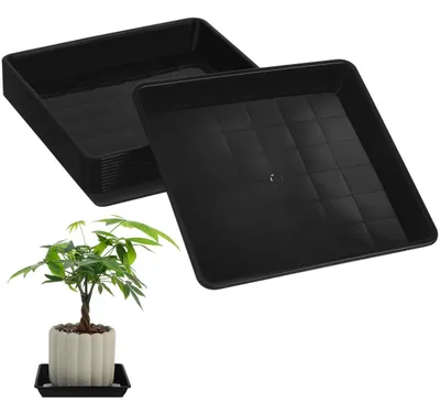 Imagen del producto de Omgoods - 12 unidades de bandejas para macetas - Alfombrillas impermeables para plantas de 18x18 cm