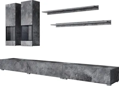 Produktbild von Meublorama HA-BAROS-24B0BM10*3C/75KG, Grau, Mitteldichte Faserplatte (MDF), 6 Regale, 4 Tür(en), 410 mm, 2700 mm