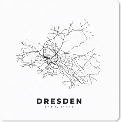 Produktbild von MuchoWow® Mauspad Mousepad Karte - Dresden - Schwarz-Weiß - Stadtplan 20x20 cm - Mousepads - Maus Mat - Pad - Mausunterlage - Desk Mat - Bureauartikeln