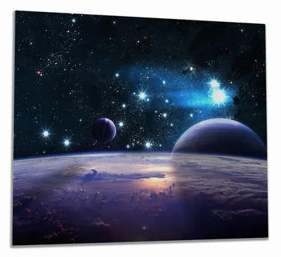 Produktbild von Wallario Herdabdeckplatte aus Glas, Größe 60 x 52 cm 1-teilig, Motiv Planeten im Weltall