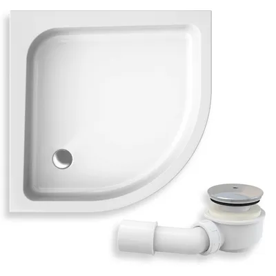 Zdjęcie produktu dla Brodzik Prysznicowy Półokrągły 80x80x26,5 Akrylowy, Gładki | w zestawie - Syfon, odpływ ⌀50 mm + nogi (stelaż) | BADLAND PAKO