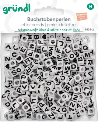 Produktbild von Gründl Buchstabenperlen schwarz-weiß 340 Stück