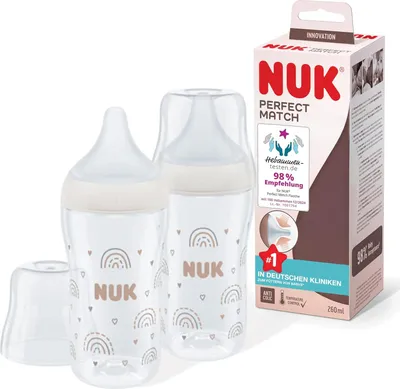 Produktbild von NUK Perfect Match Twin Set 260ml – Regenbogen Motiv, -frei